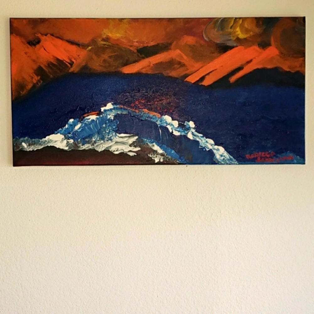 Hawaii Burning Eruption and The Sea original acyylic on canvas